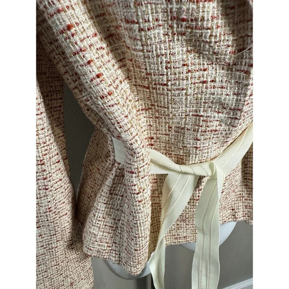 Ann Taylor Women's Coat Blazer Sz 2 Pink  White Tweed Fine Italian Fabric Work - Picture 3 of 7